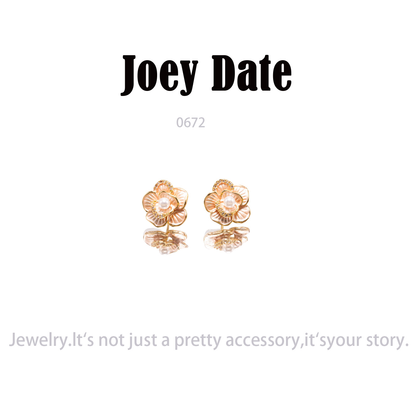 铜合金耳饰 新款花瓣设计白色珍珠耳钉轻奢高级感耳钉~0672