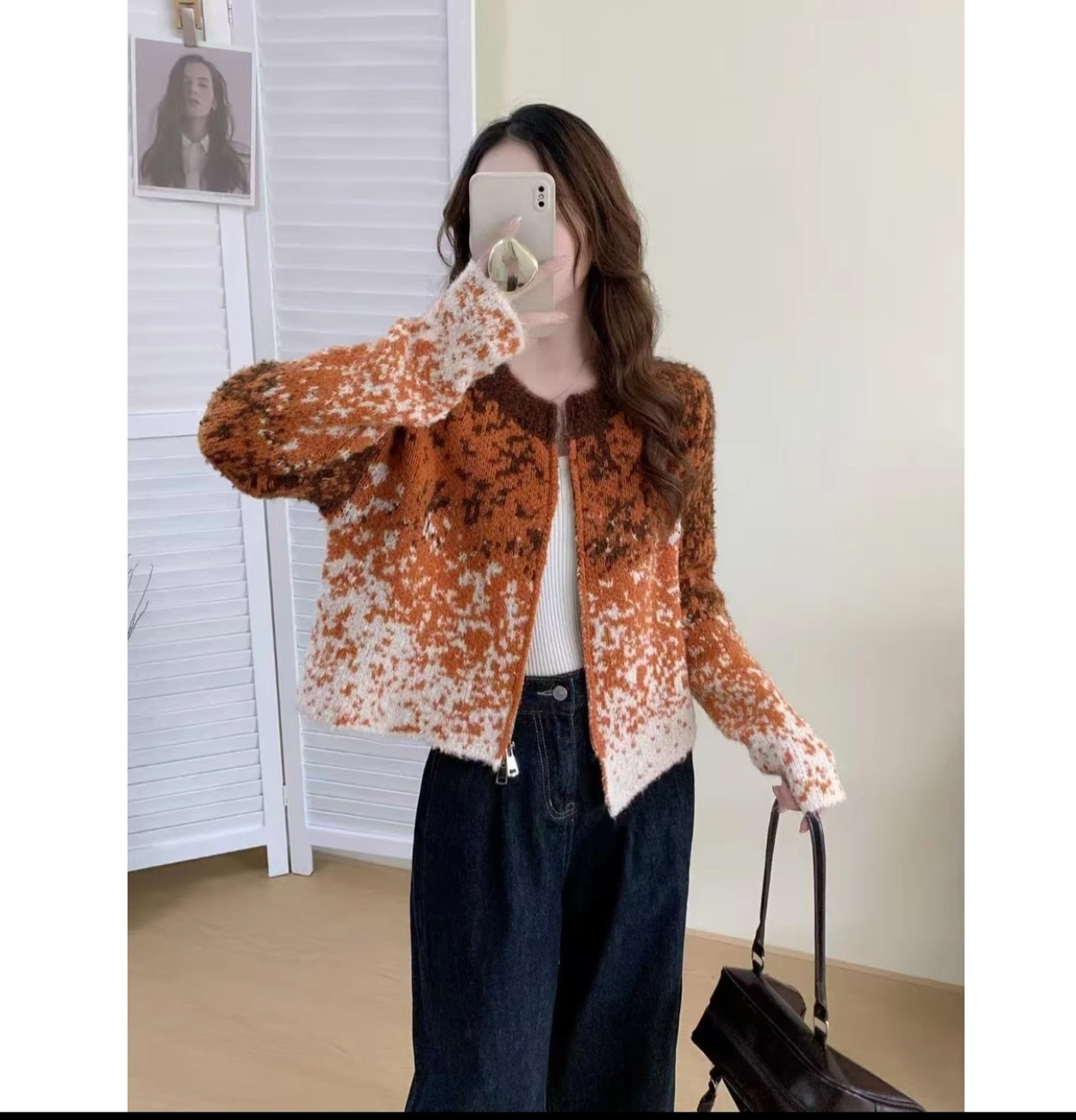 2608  毛针织衫本命年红色短毛衣女气质碎花秋季韩版渐变