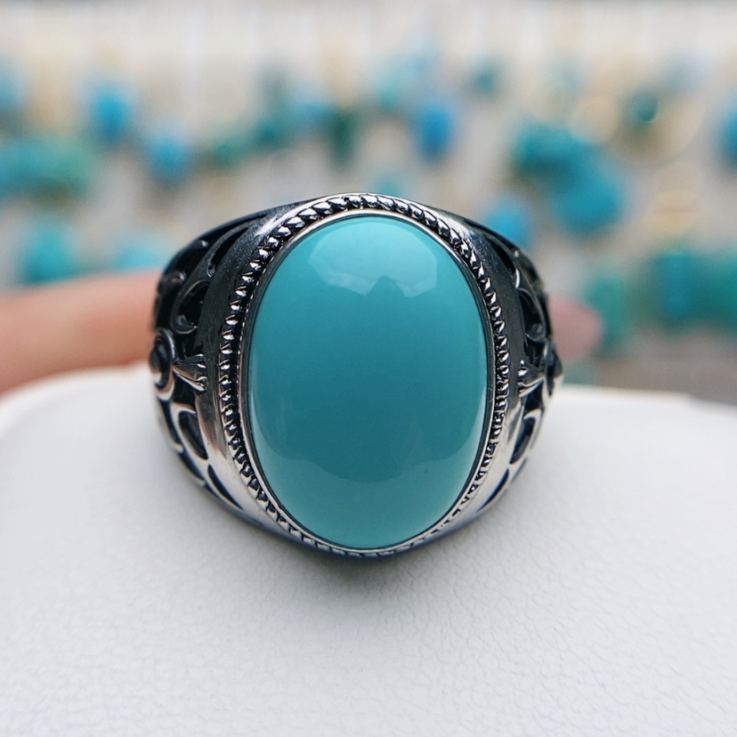 【闪购商品】绿松石珠宝奇石银S925镶嵌倔*?