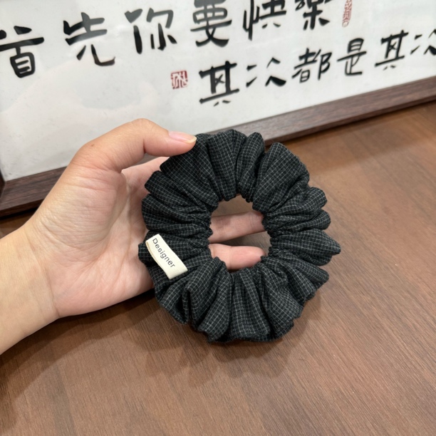 HKK原创小众mini小格子褶皱发圈