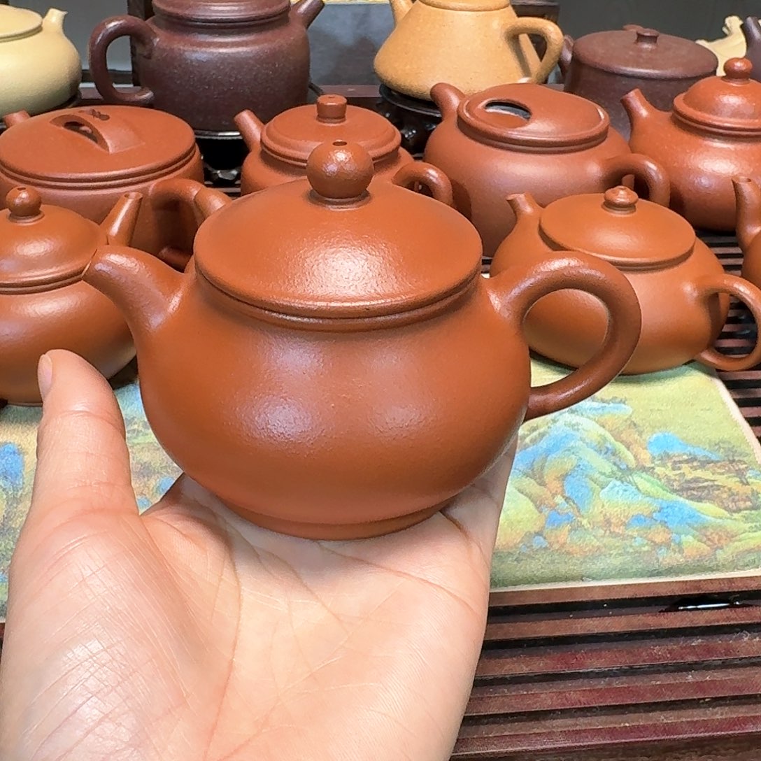 紫砂茶壶朱泥半手工