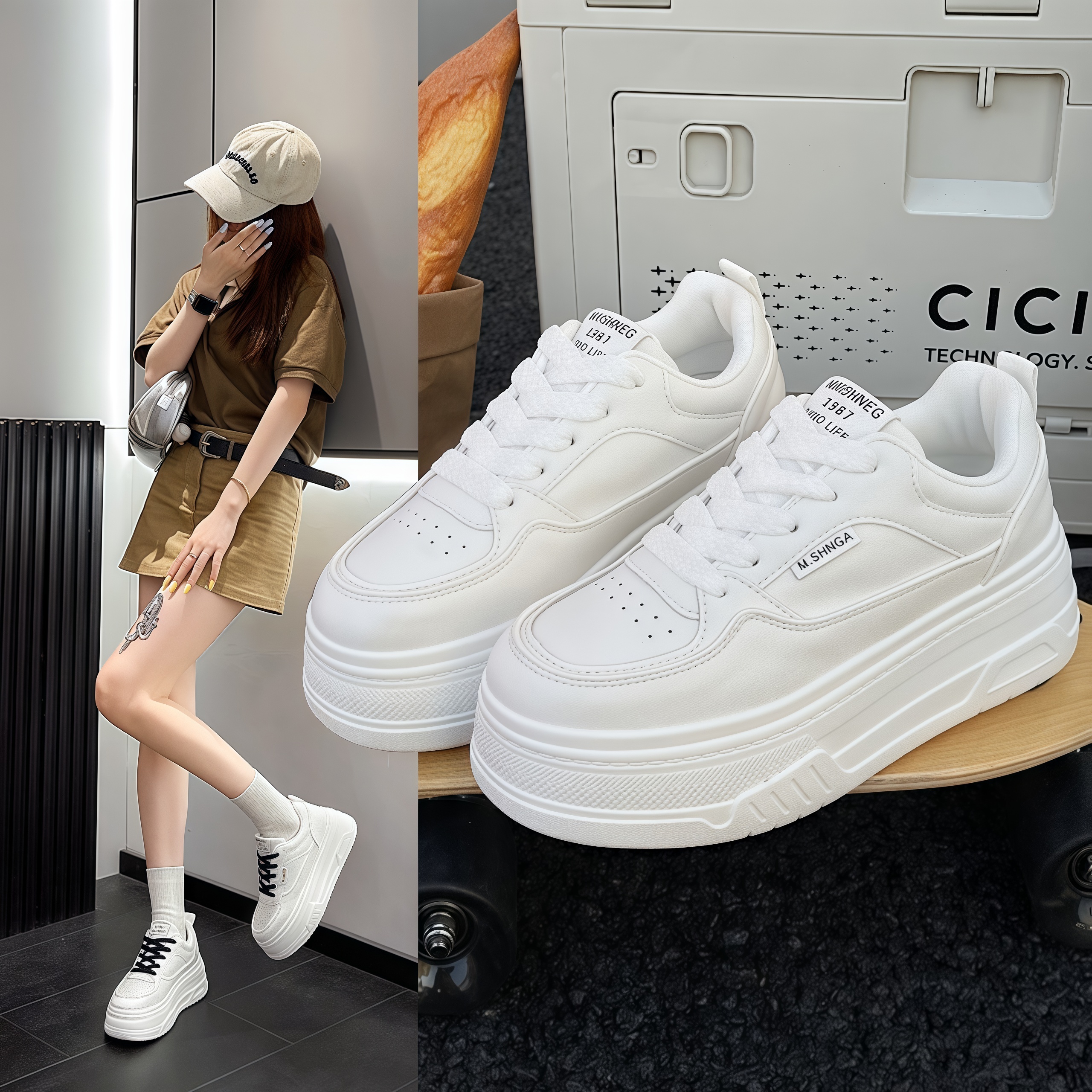 增高厚底小白鞋2025新款MAISHNEG秋季ins复古风百搭时尚休闲鞋
