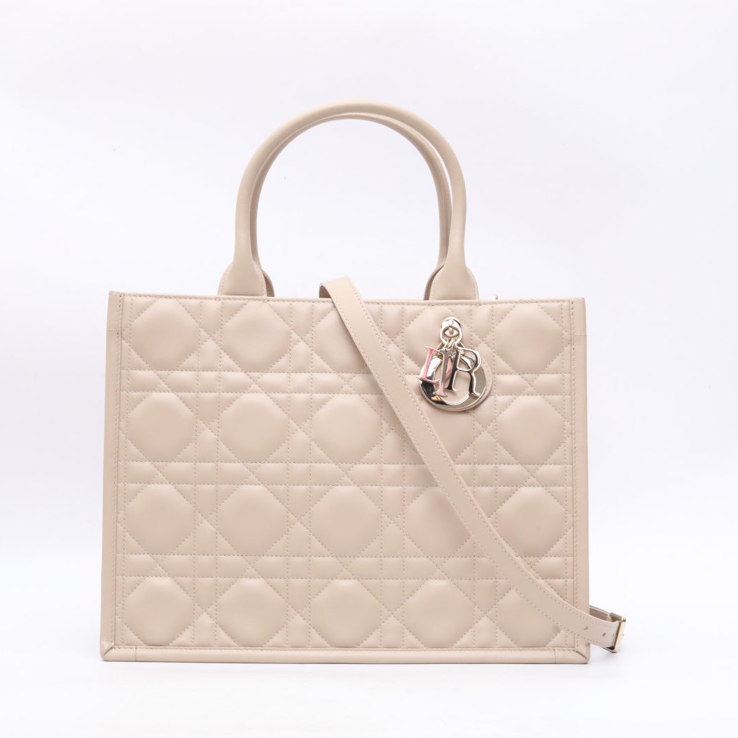 99新 DIOR/迪奥 小花佳珊P254216541 米色 Tote 购物手提包