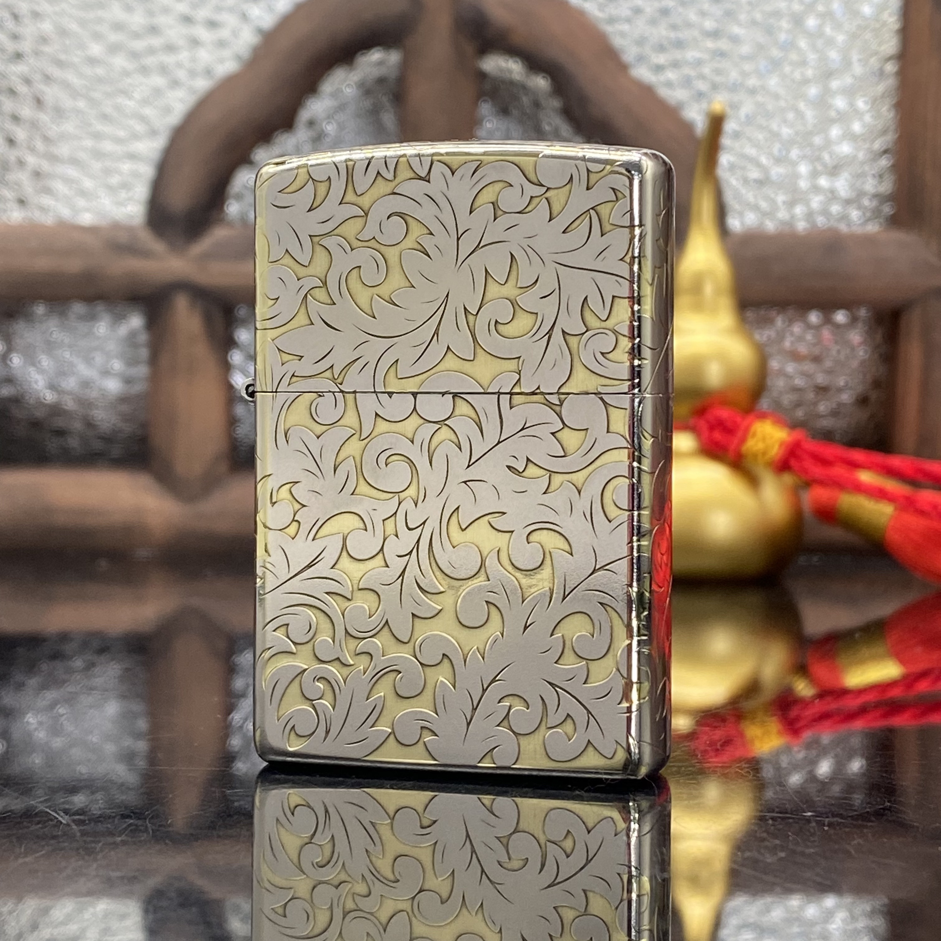 ZIPPO/之宝打火机 双色唐草 常规金银【小飞火机】DYJ1