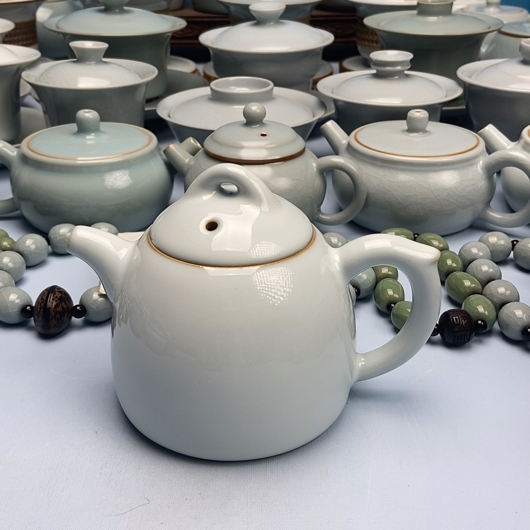 杯微瑕月白秦权壶原矿原釉原产地