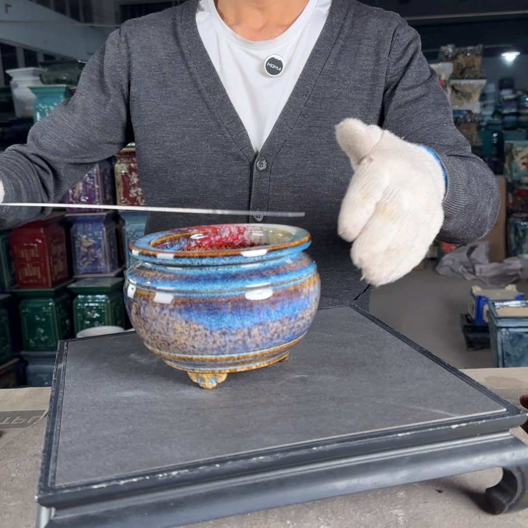 一风堂石湾花盆。无孔