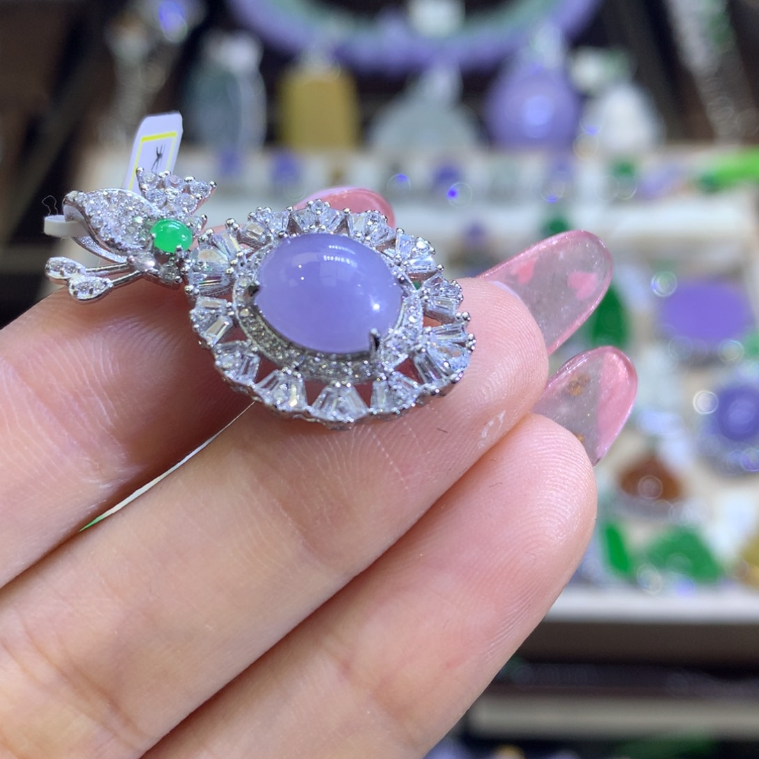 翡翠颈饰银S925镶嵌翡翠