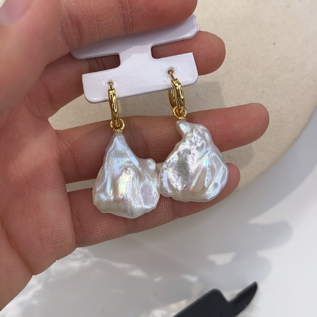 合金淡水珍珠耳饰