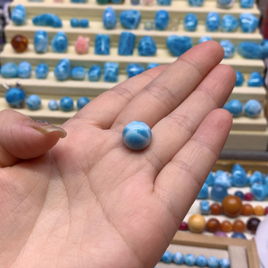 王***么针钠钙石（海纹石）铂Pt950镶嵌珠宝半成品