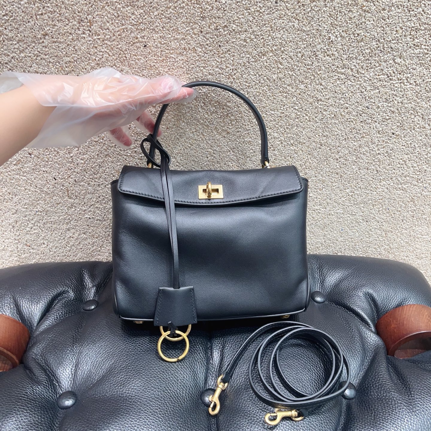 99新 Balenciaga/巴黎世家 mini rodeo黑金单肩斜挎包！