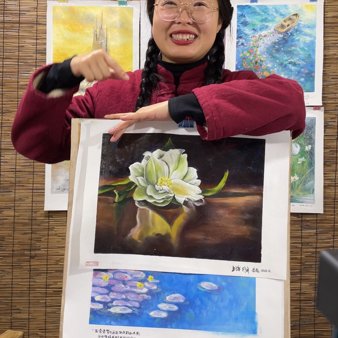油画晨*手绘油画大薇菜菜直播间