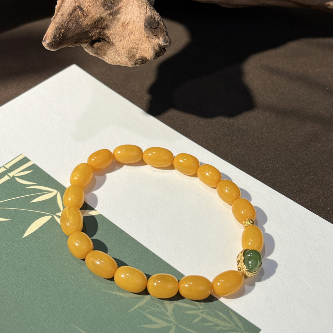 绣球 天然鸡油黄蜜蜡手串 多样性发其一