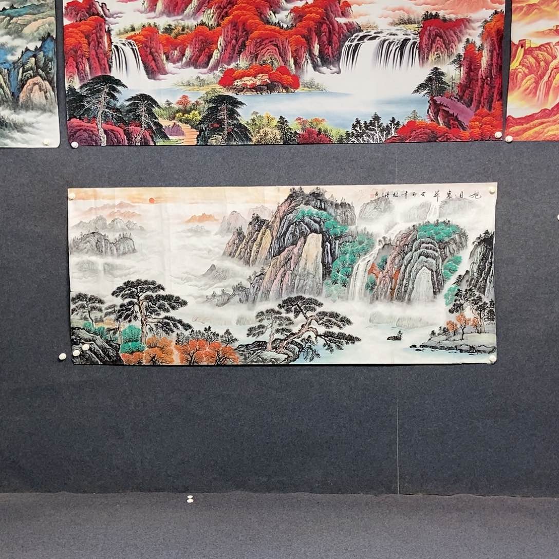 国画小八尺绿水一副下