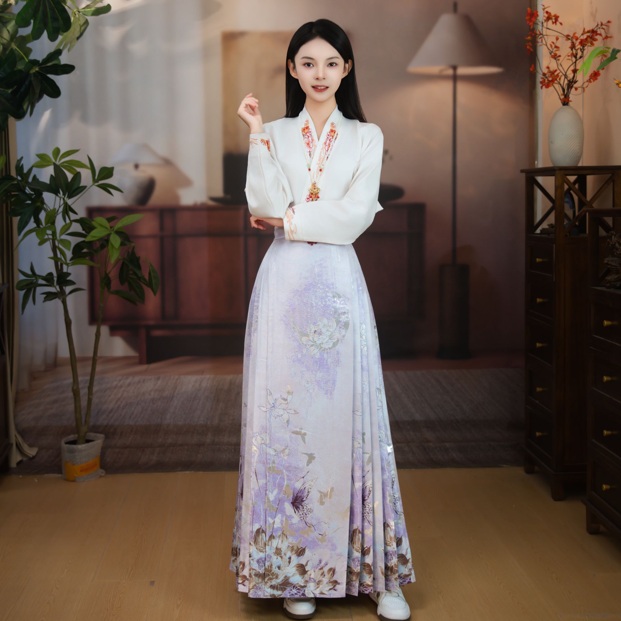 工厂直销秋月良马面裙显瘦显瘦气质古风中式日常中国风秋冬厚款