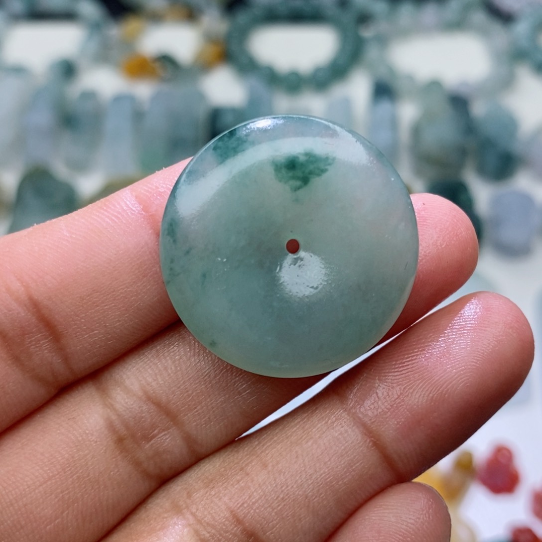 定制翡翠未镶嵌毛货平安扣挂件