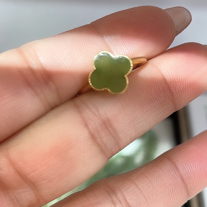 和田玉（碧玉）戒指银S925镶嵌