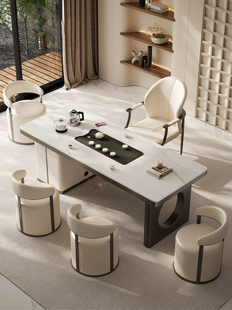 轻奢岩板茶桌2025新款高端现代客厅烧水壶一体全自动办公室泡茶几