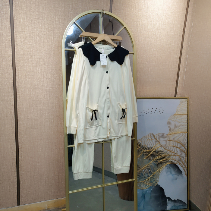 EY141孕妇杏色月子服套装XL110-140  2XL150