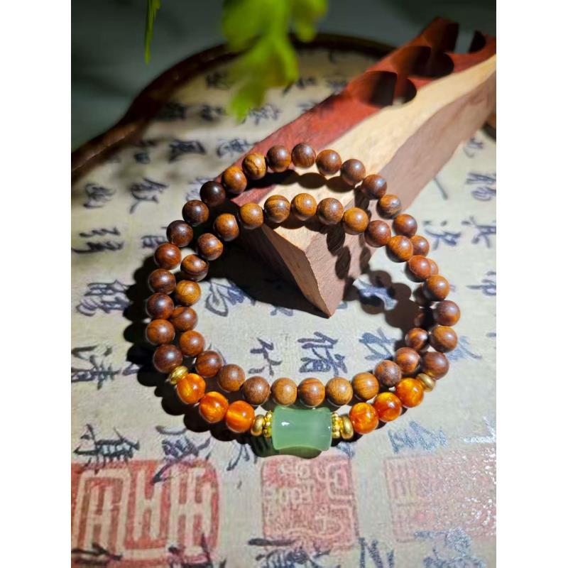 黄花梨 海柳竹节 双圈手串（无礼盒）235