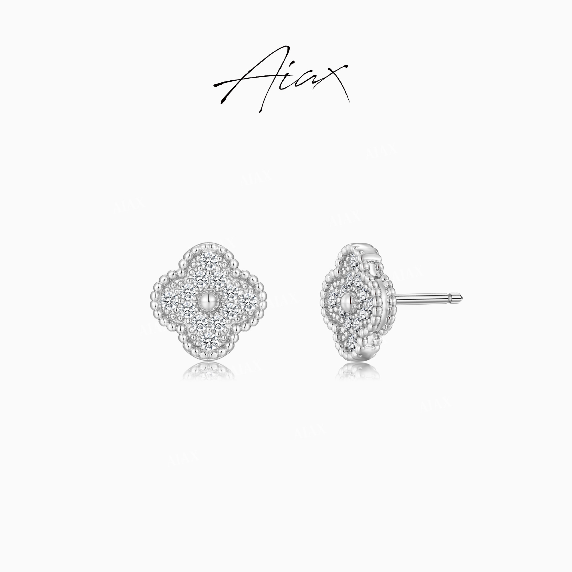 AIAX 流光风 秋上新 气质时尚百搭精致经典四叶花花耳环TSL1423