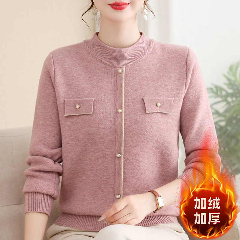 【加绒】毛衣女中老年秋冬打底衫新款高级感气质上衣宽松内搭针织衫
