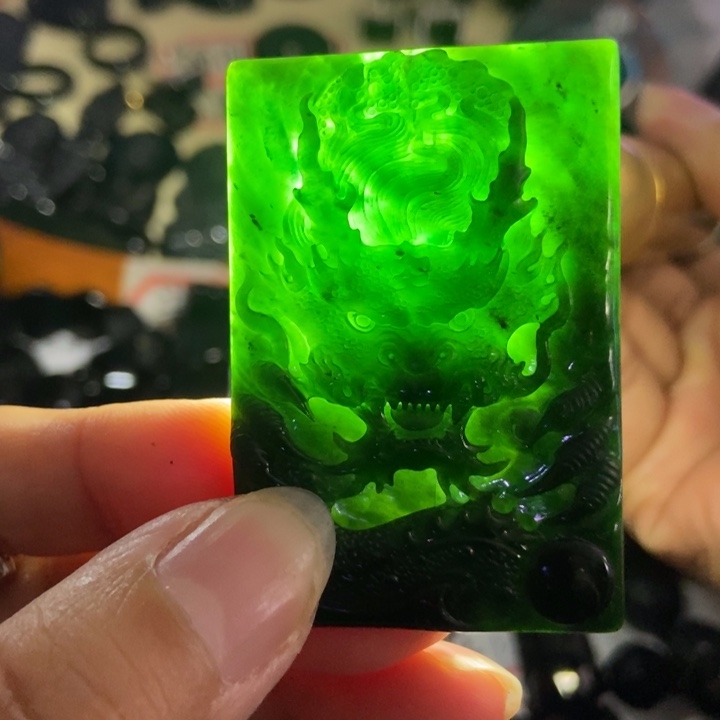 翡翠未镶嵌颈饰墨翠龙