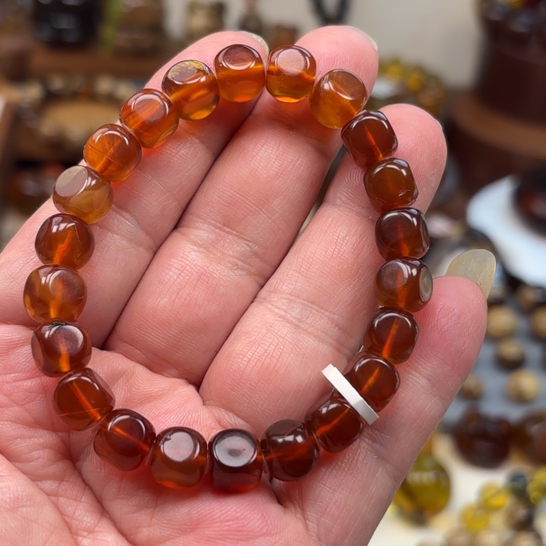 琥珀未镶嵌手链方糖棕红紫罗兰卡8