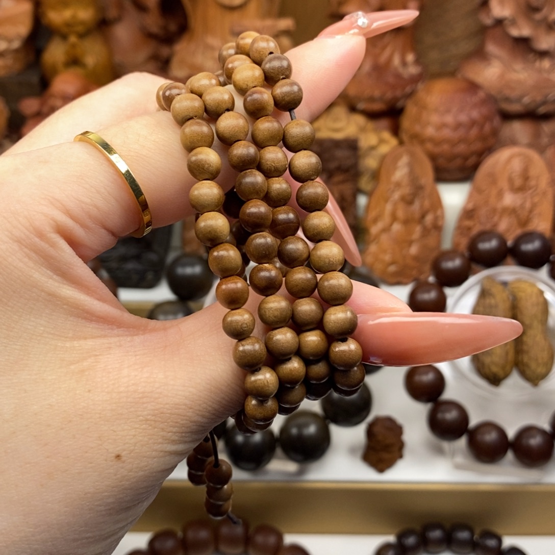 檀香木手串/手链迈索尔老山檀多圈06奶香，瑕