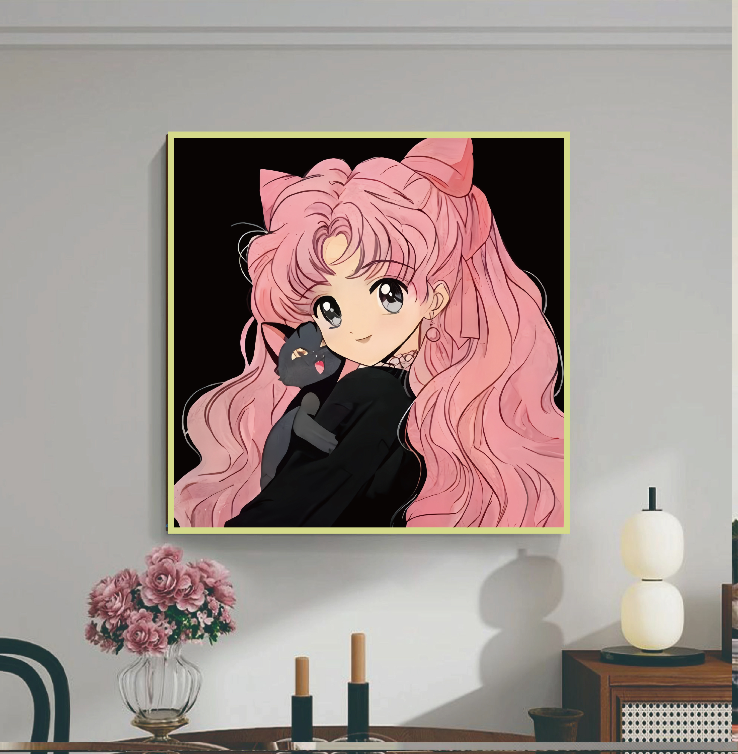 HA40美少女战士卡通动漫砂岩挂画适合餐厅客厅房装饰50-50
