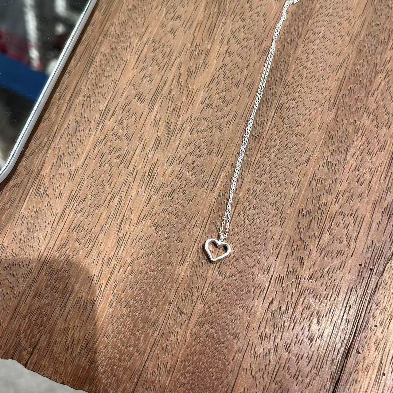 吊坠925银 0312A01 TJ韩国女装韩国直播代购925银爱心圈圈项链