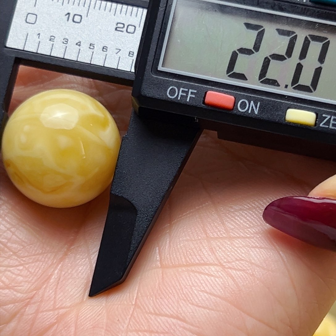 蜜蜡裸石未镶嵌陌*22mm瑕疵单珠