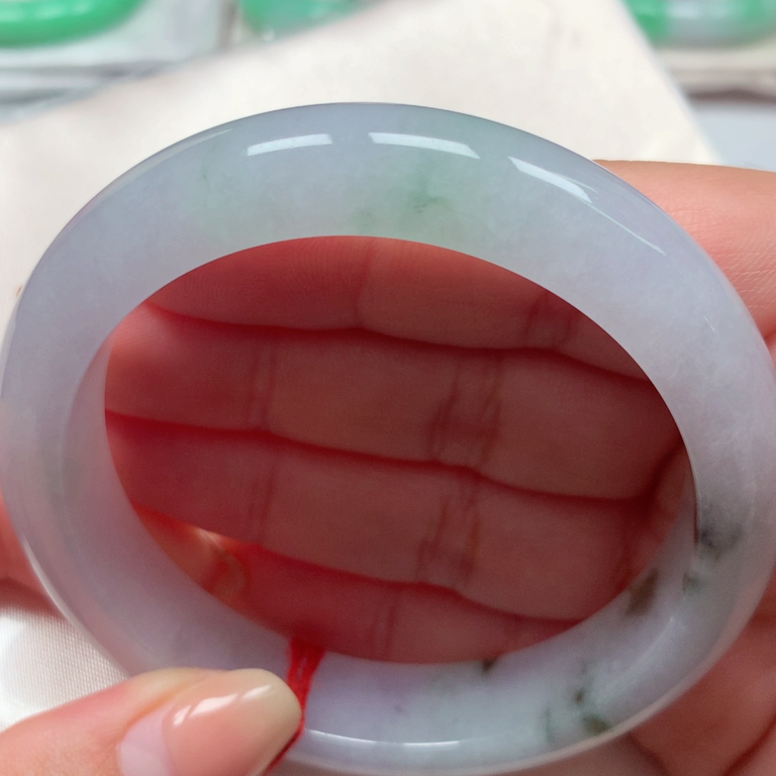 翡翠未镶嵌手镯59冰紫飘花 温柔完美