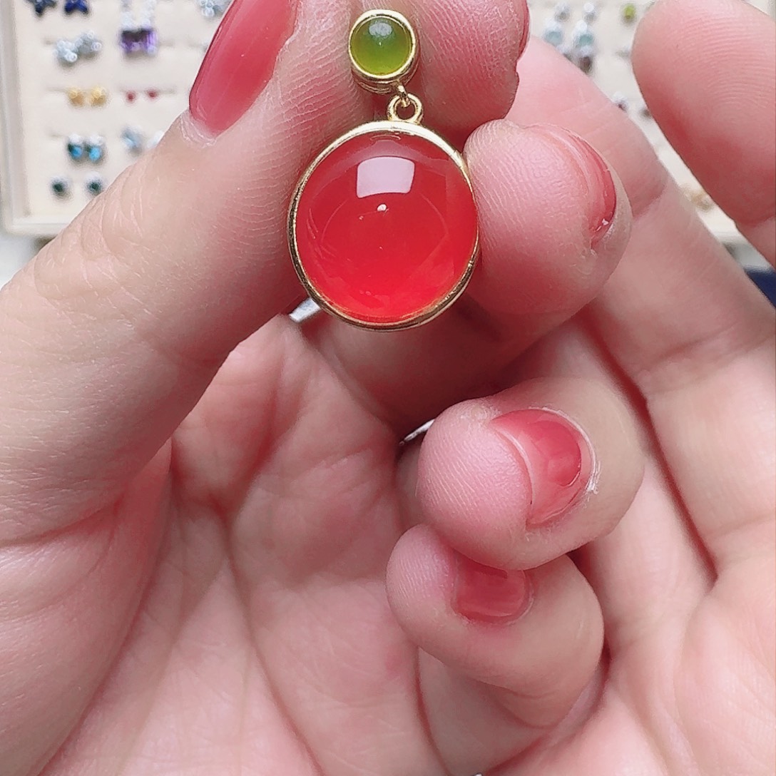 南红玛瑙吊坠(不含链)银S925镶嵌