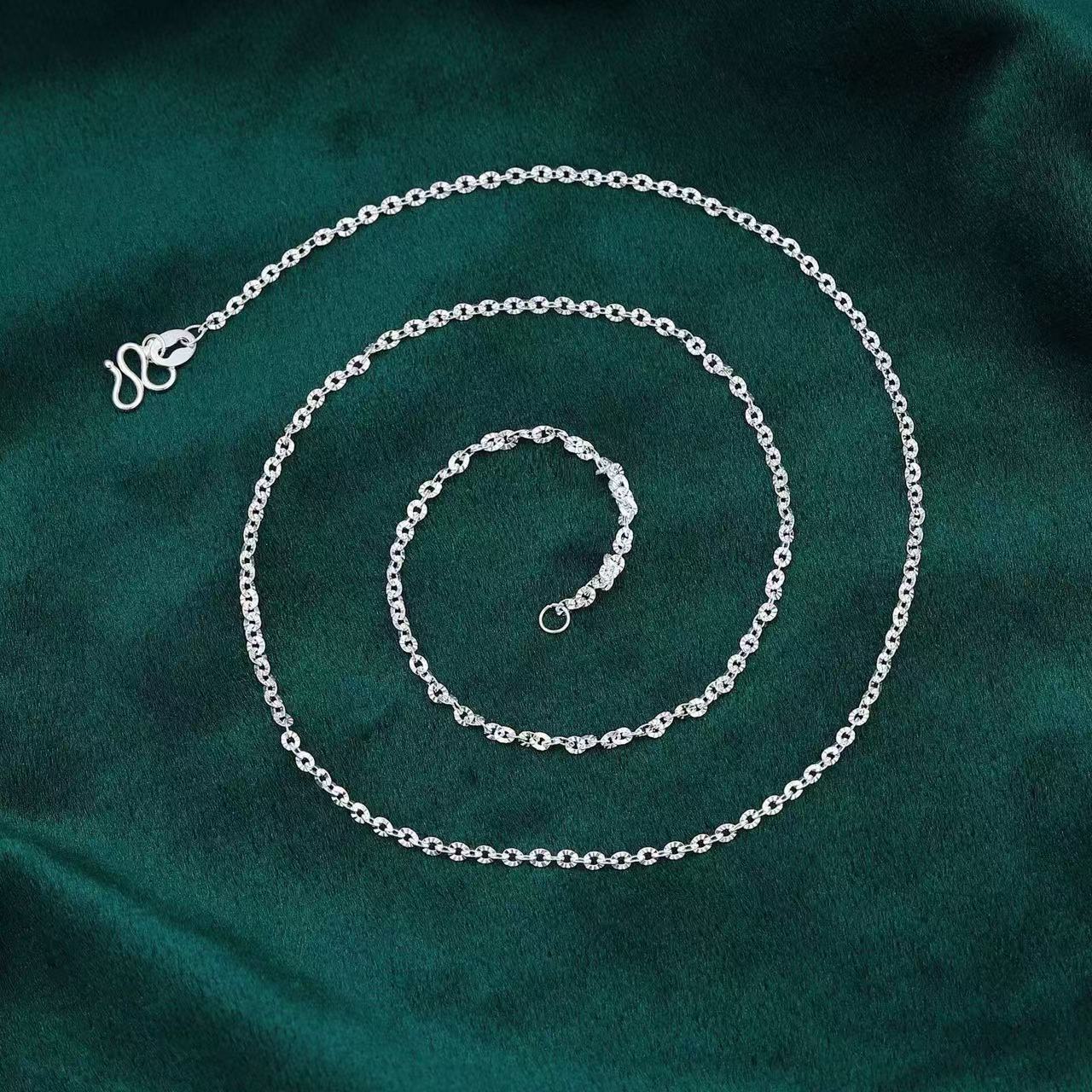 链子足银 纯银999.9太阳花女款百搭项链菠萝花车花锁骨坠足银配链