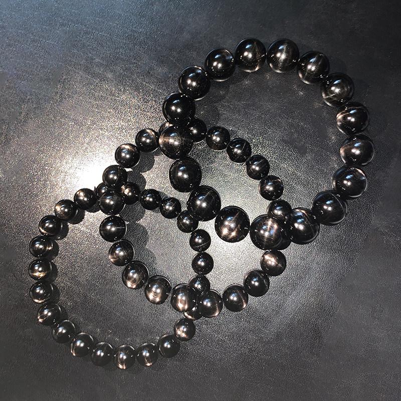 古埃及原矿金运石手串强银光猫眼双十字星光J07-多样性发其一