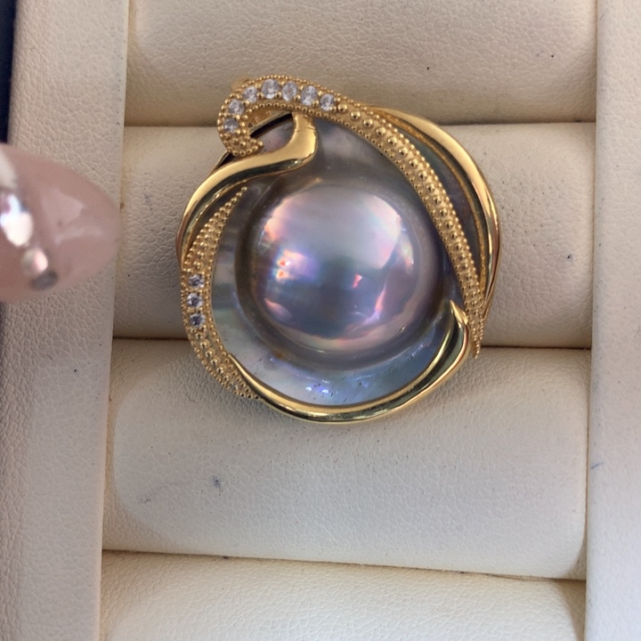 银S925镶嵌颈饰拼合珍珠（马贝珠）