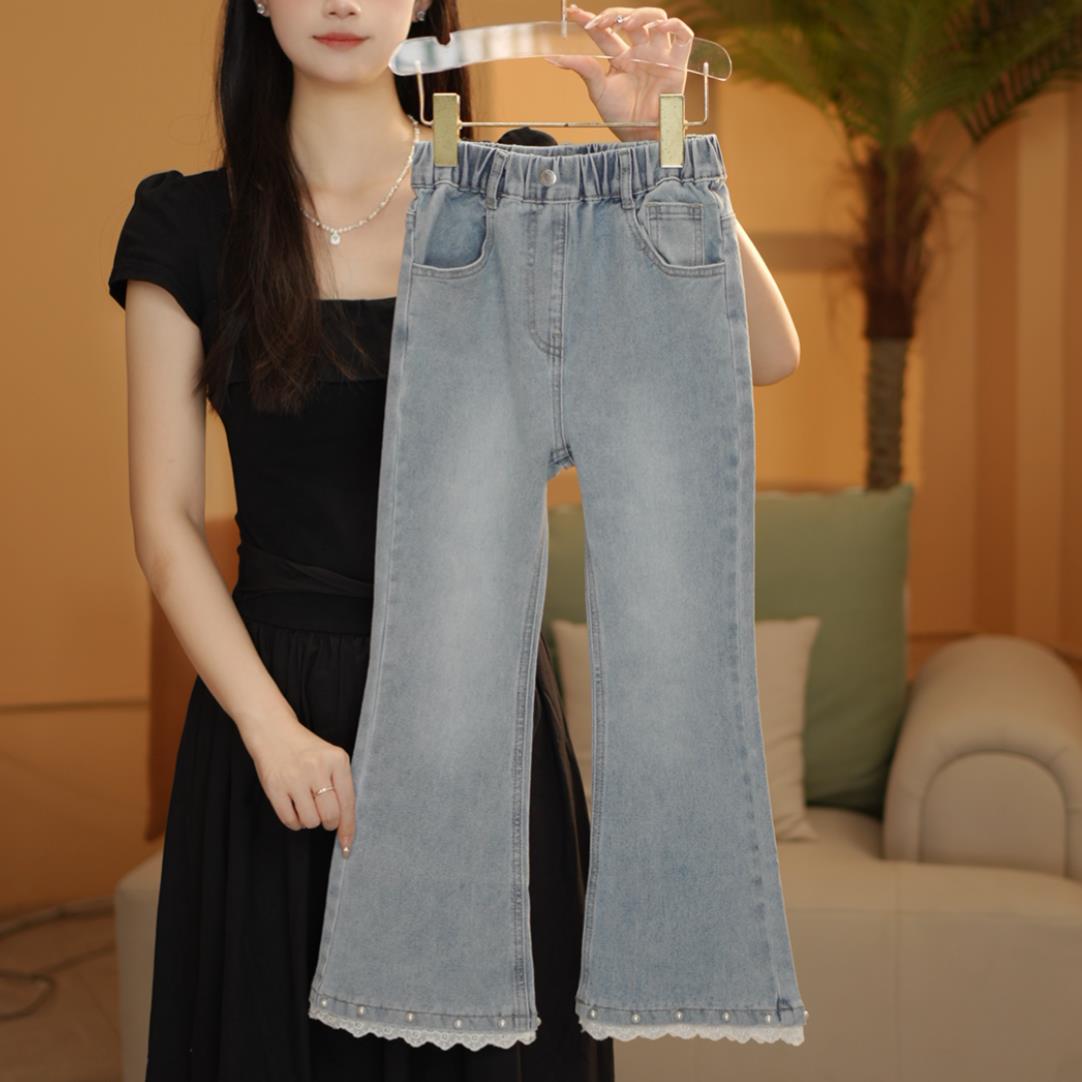 2025秋新款女童牛仔喇叭裤洋气时尚长裤子女孩牛仔裤测4
