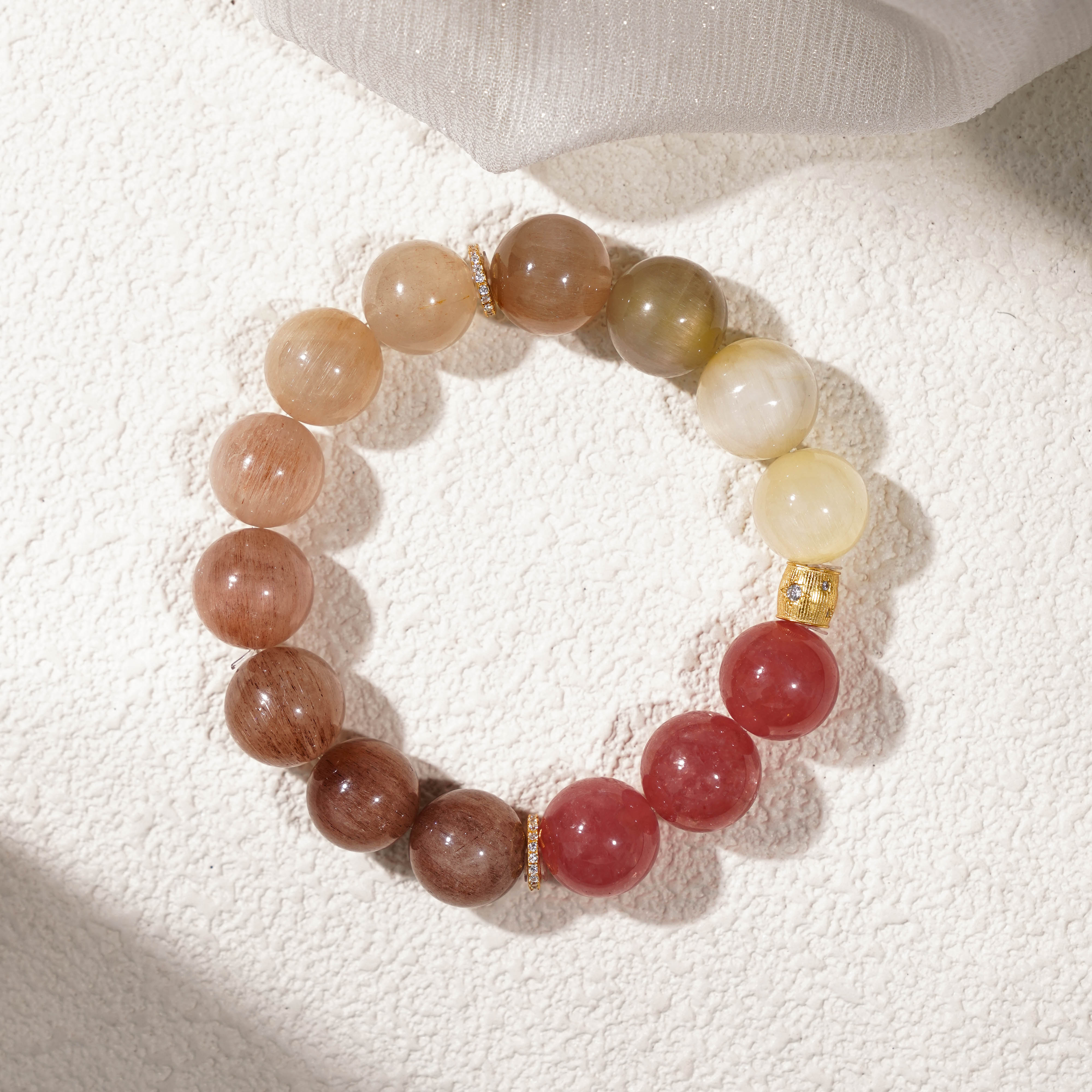 【蔷薇火焰·粉黛天罡】水晶手串（天然珠宝多样性发其一）