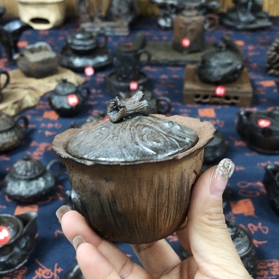 杯盖碗全手捏柴烧