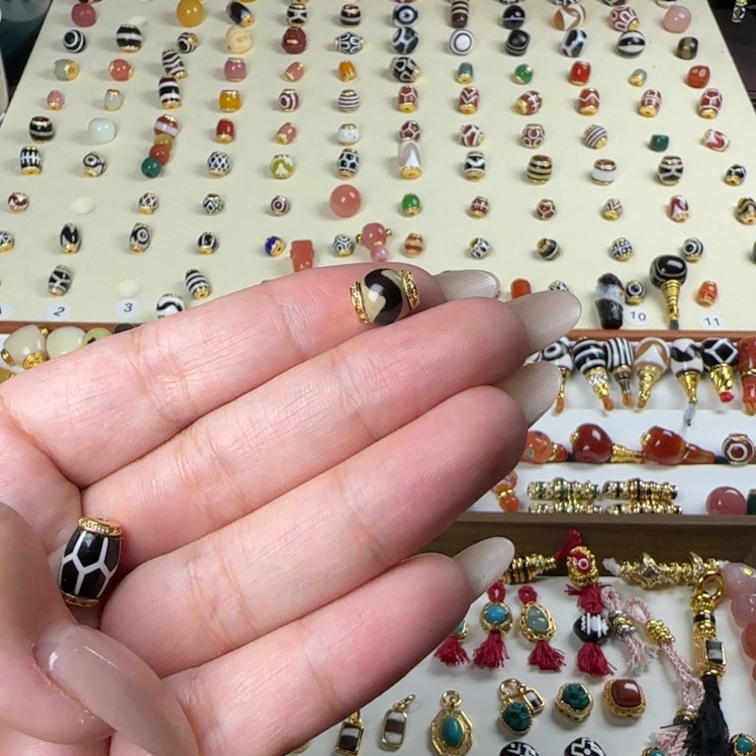 黑***芒玛瑙/玉髓未镶嵌单珠配饰顶珠设计搭配