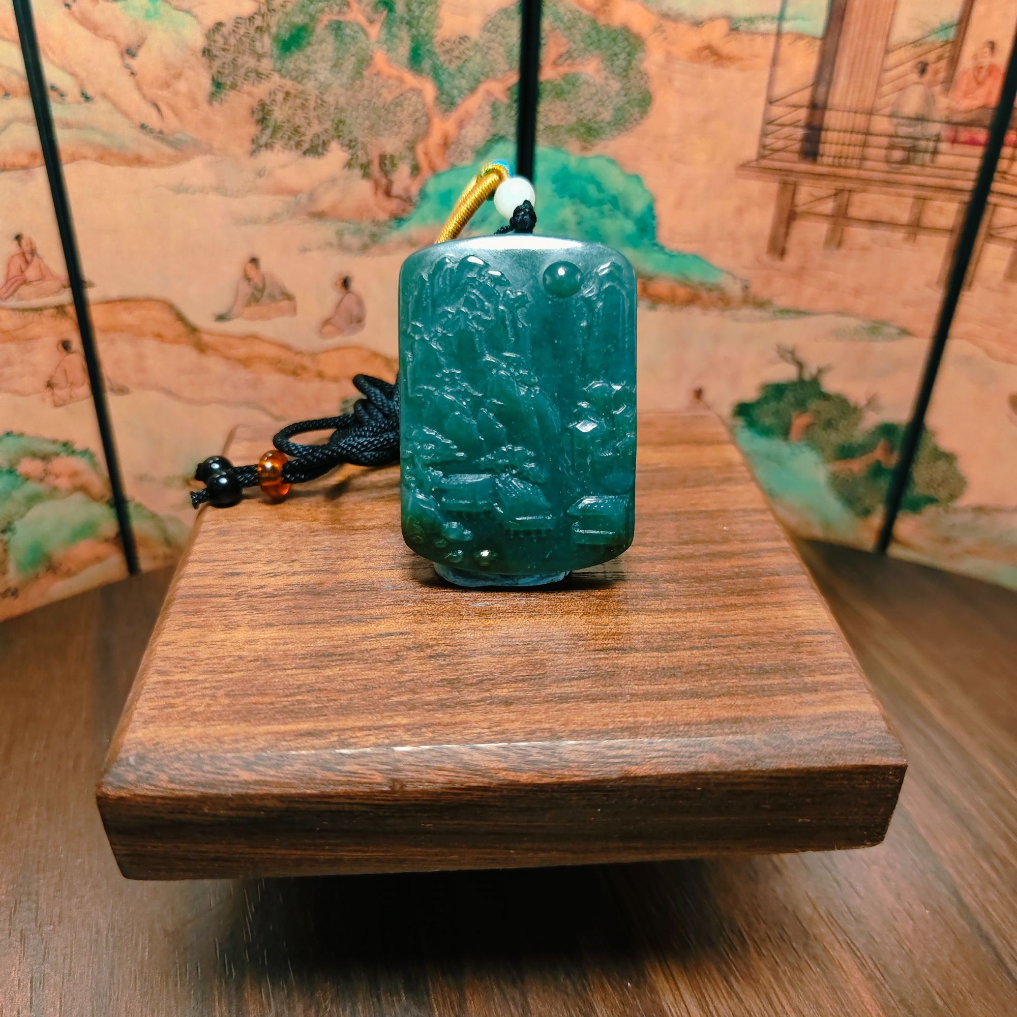 N和田玉山水吊坠1539