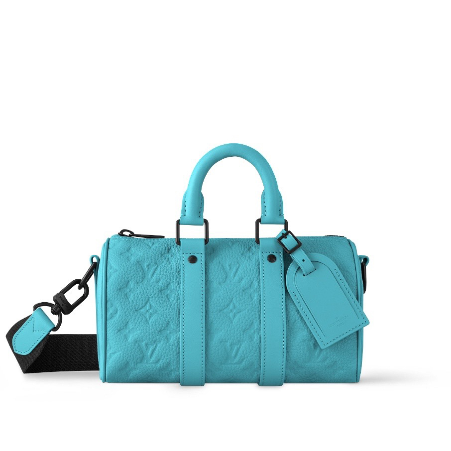 未使用 LouisVuitton/路易威登 keepall 25 压纹蓝色斜挎包 F808