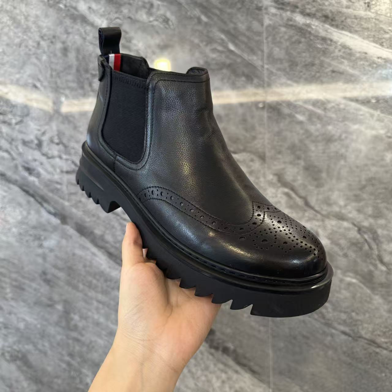 【加绒二棉|现货】冬季广州男士时尚一脚蹬雕花商务皮靴休闲鞋007