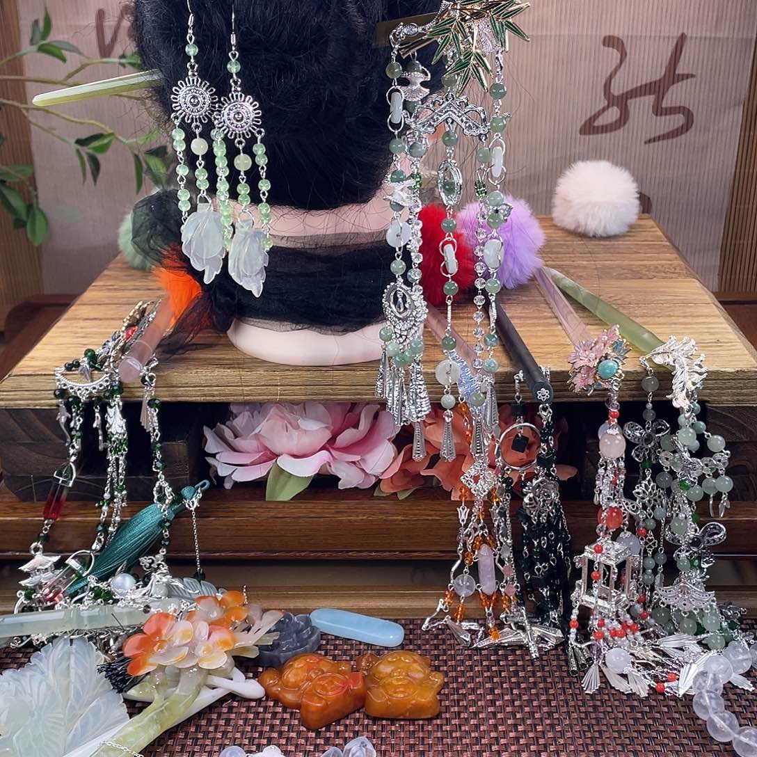 小***️蛇纹石玉未镶嵌发饰