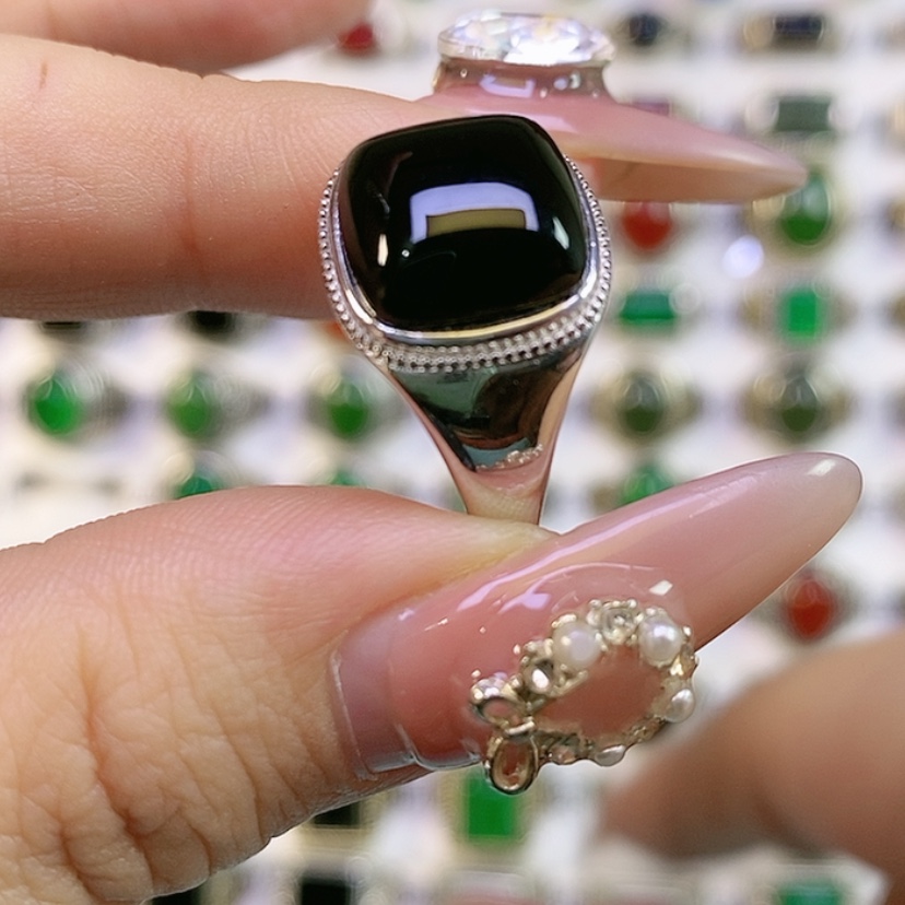 【闪购商品】银S925镶嵌戒指玛瑙/玉髓