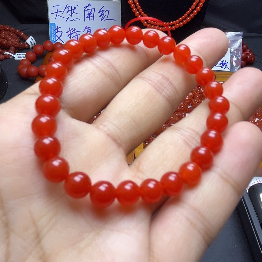 手链未镶嵌南红玛瑙6mm冰红