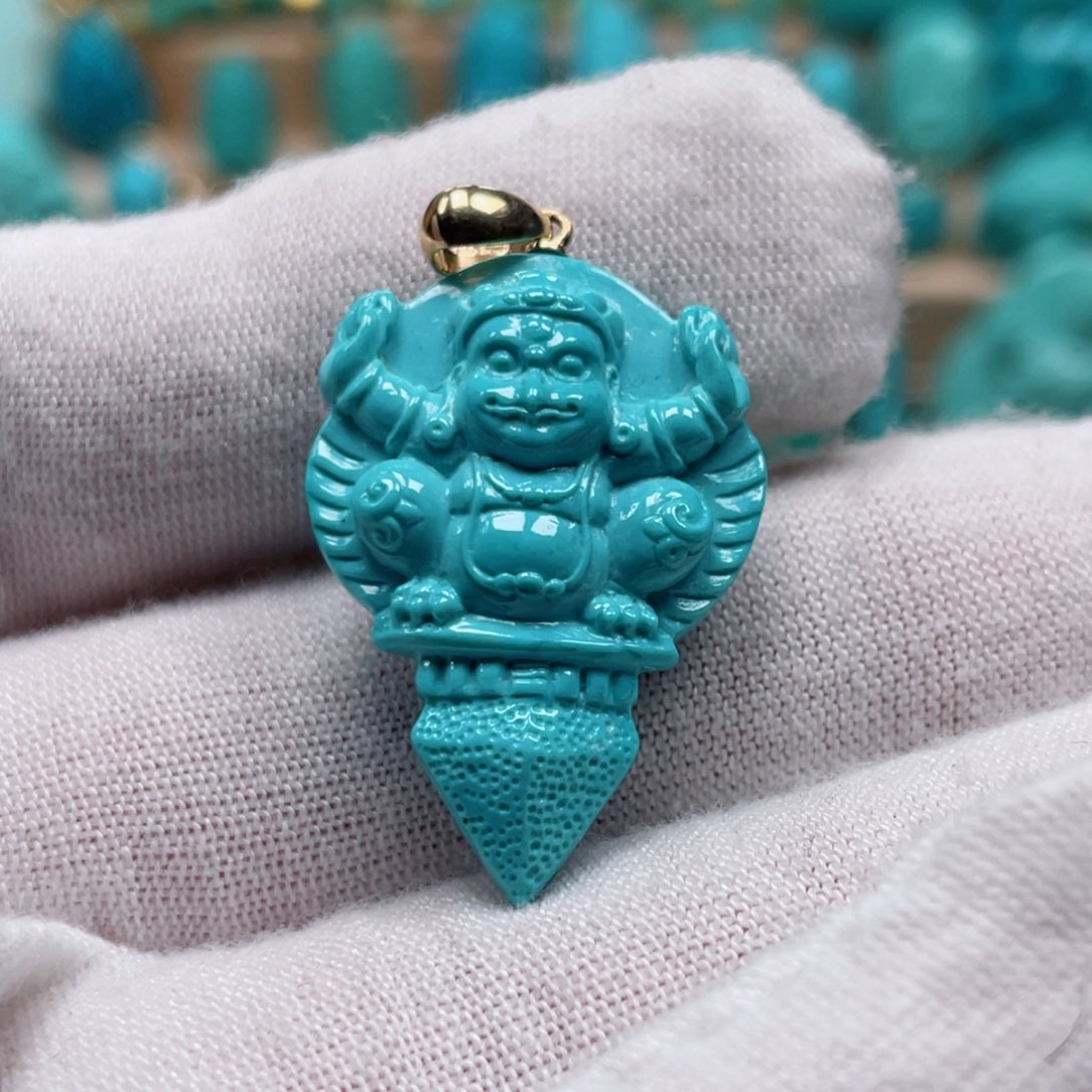 绿松石珠宝奇石18K金镶嵌