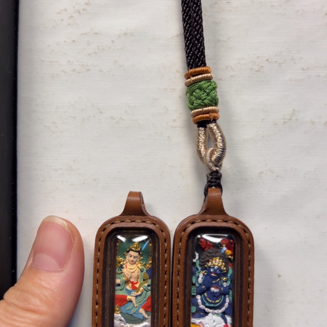 吊坠大黑天普贤菩萨双面皮壳擦擦