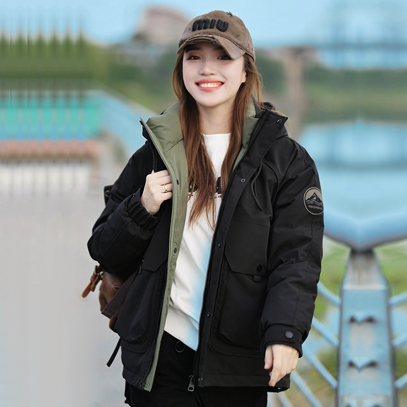 冬季男款连帽保暖休闲厚款时尚羽绒服外套短款宽松潮流韩版589