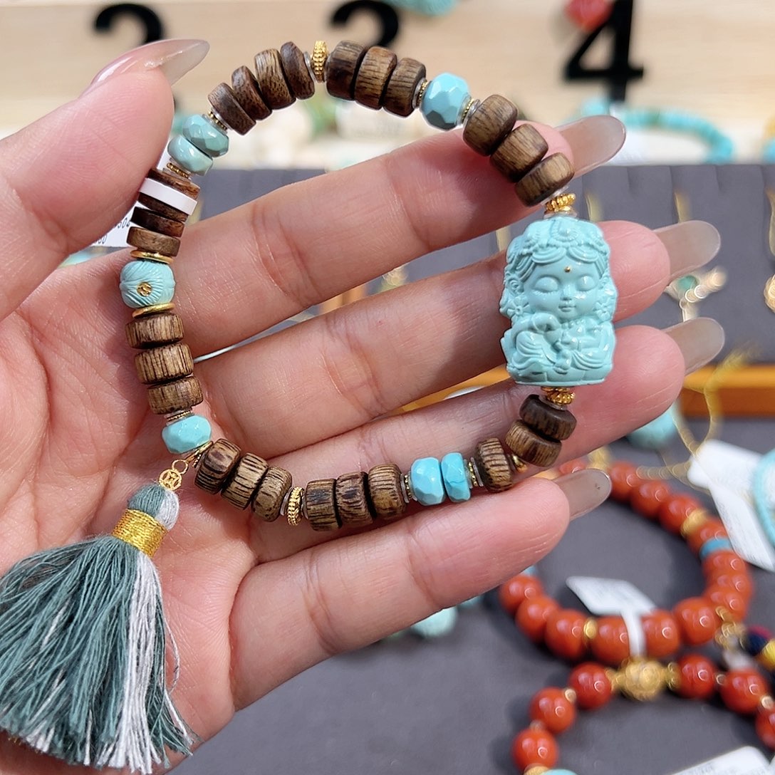 绿松石18K金镶嵌手串度母娘娘手串